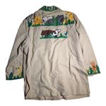 Vtg 1990s Anage Beige Cotton Safari Animal Embroidered Button Up jacket Sz M Tan Size M Photo 1