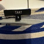 Tart Striped Blue & Cream Knit Dress With 3/4 Sleeves &‎ Button Detail By  Size S Photo 4