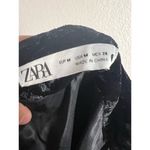 ZARA Black Crushed Velvet Asymmetric Ruffle Hem Ruched Mini Skirt Size Medium Photo 4