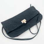 Elliott Lucca Black Leather Crossbody Bag Pebbled Woven‎ Convertible Photo 0