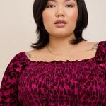 Torrid Wine Velvet Smocked Blouson Sleeve Crop Top, Size 4 Photo 2