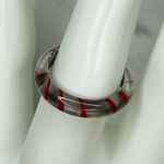 Clear Silver Red Striped Plastic Ring Size 7.25 Photo 4