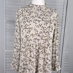 Long Sleeve Boho Dress Ruffle Front and Wrists Beige/Floral Photo 1