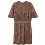 Mango NWOT MNG ALL OVER SEQUENCE GOLD TIE BACK PARTY WEAR DRESS SZ-16 Photo 8