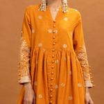 Pakistani Indian Festive Party Dress orange Floral Print 2 piece with Dupatta Size 10 Photo 0