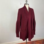 Anthropologie Knitted & Knotted Maroon Knit Balloon Sleeve Cardigan Photo 3