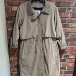 Fleet Street  womens button front gathered waist trench coat tan 12 petite Photo 0