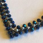 Navy Blue Faceted Beaded Boho V Shape Necklace Photo 3