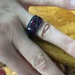 Raspberry Rhodolite Garnet Black Spinel Sterling Silver Ring Size 6 Red Photo 3