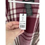 Banana Republic  Wrap Kimono Blanket Cashmere Blend Plaid Red Fringe Wine‎ New Photo 5