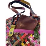 AmeriLeather Multicolor Woven Leather Backpack Purse with Coin Pouch Women’s Photo 2