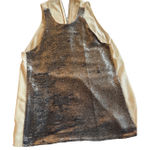 Maje  Women's Sleeveless Sequined Top Cream Silver Zipper Back Size 3 fits 8-10 Photo 0