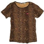 Levi's CHEETAH SHIRT SIZE SMALL BROWN BLACK ANIMAL PRINT FITTED BABY TEE RIBBED Photo 0