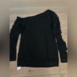 None NEW Halloween Pumpkin Black Off Shoulder Cut out Sleeves Long Sleeve Tshirt M Photo 1