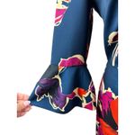Trina Turk Trina Turk Navy Floral Work Wear Cocktail Belle Sleeve V Neck Dress 8 Photo 5