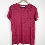IRO Clay Linen Distressed Short Sleeve Boyfriend Tee in Magnolia Red Size Medium Photo 2