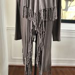 Garnet Hill  Fringe Long Cardigan Open Front M Photo 5