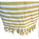 LPA ‎ Strapless Bodycon Dress Yellow White Stripe Midi Size Medium Fringe Hem Photo 3