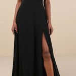 Lulus NWT Dreamy Admiration Black Ruffled Sweetheart Chiffon Maxi Dress Large Photo 0