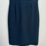 J.Crew  Dress Womens Size 0 Navy Blue V Neck Scallop Crepe Wrap Surplice Sheath Photo 4