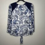 Harper 241 Blue White Paisley Blouse Size Large Photo 3