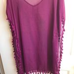 Pom Pom Tassel Hem Gauze Cover up Purple Size XL Photo 2
