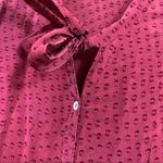 Anthropologie Meadow Rue Silk Burgundy Swiss Dot Tie Neck Blouse Photo 4