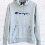 Champion Powerblend Fleece Funnel Hoodie Womens M Gray Classic Script Logo Photo 0
