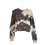 American Eagle Gray White Tie Dye Crew Neck Cropped Sweatshirt Women SM Photo 1