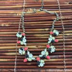 J.Crew  Gold and Orange Necklace with Intricate Design Photo 2