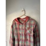 Plaid Flannel Hoodie Shirt XL Red Green Button Up Top Lumberjane Outdoor Cabin Photo 2