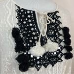 Anthropologie  Vineet Bahl Iona Peasant Top Cream Lace Crochet M Photo 3