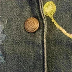 Studio Works  Embroidered Floral Button Up Lightweight Denim Jacket Size Medium Photo 6