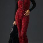 Maeve  printed sweetheart jumpsuit size 10 red knit retro hippie contemporary Photo 0