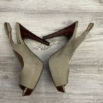 Jessica Simpson Tan Snakeskin Slingback Open Toe 5" Woodgrain Heels Size 8B/38 Photo 3