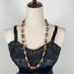 Vintage Italian Murano Moretti Millefiori Art Glass Beaded Necklace 30” *READ Yellow Photo 1