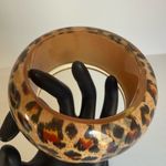 Vintage Leopard Print Bangle Bracelet Brown Photo 3