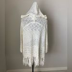 En Creme Hooded Fringe Off White/ Cream Sweater Photo 4