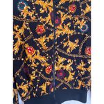 First Option Vintage Status Print Quilted Zipper Jacket EUC Sz M Rayon Gold Blk Size M Photo 1