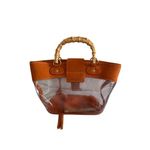 Miu Miu Orange Suede PVC Top Bamboo Handle Bag Photo 13