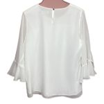 Calvin Klein White Bell‎ Ruffle Sleeve Chiffon Shirt Womens Size Medium/Large Photo 2