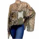 ZARA Women’s Sheer Paisley Print Button Cape Blouse Patchwork Size M #2650 Photo 1