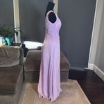 Purple Full Length One Shoulder Chiffon Formal Dress Corset Back Leg Slit Size 6 Photo 2