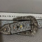 Bling Bling Womens Elegant Western Sparkly Silver Studded Belt missing belt loop White Photo 1