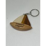 Triangle Natural Wood Keyring‎ Smooth Finish Tribal Key Holder. TT Brown Photo 1