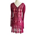 Ecote Burgundy Embroidered See Through Needs Lining Mini Dress Sz Small | 71-20 Photo 1