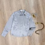 Kate Hill  100% Silk Pinstripe Blouse, Button Down Silk Shirt, Size Medium Photo 1