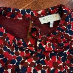 Hayden long sleeve tie neck navy red and white dot print shift dress size large Photo 4