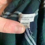 Beach lunch lounge green tartan plaid babydoll button down top Photo 2