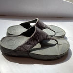 FitFlop  Lulu Rhinestone Thongs Flip Flops Gray Graphite Comfort Sandals Summer‎ Photo 5